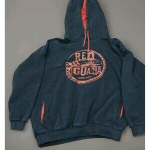 Red Iguana Hoodie XL Faded Black Pullover Sweatshirt The Game Vintage Streetwear